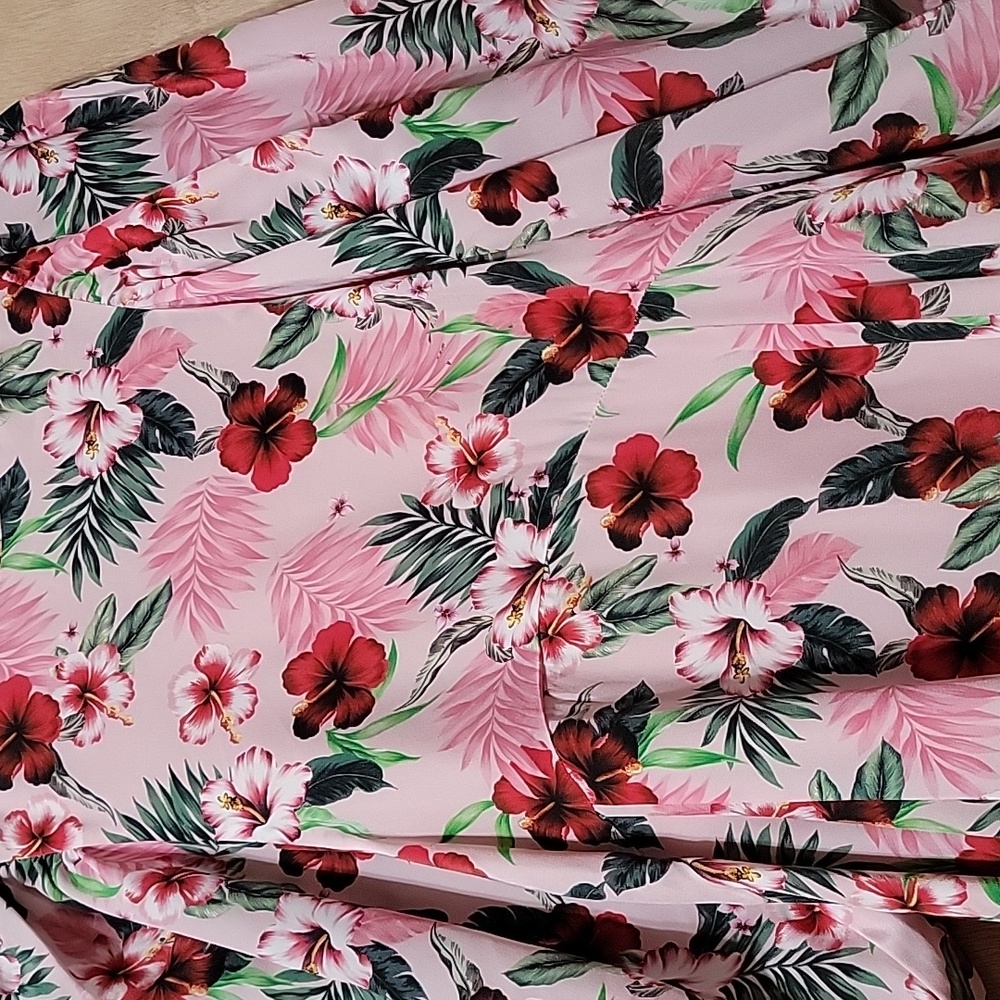 Nwt LES RÊVERIES Floral Silk Mini Dress Blouson Puff Sleeves Hibiscus Palms - Picture 6 of 12